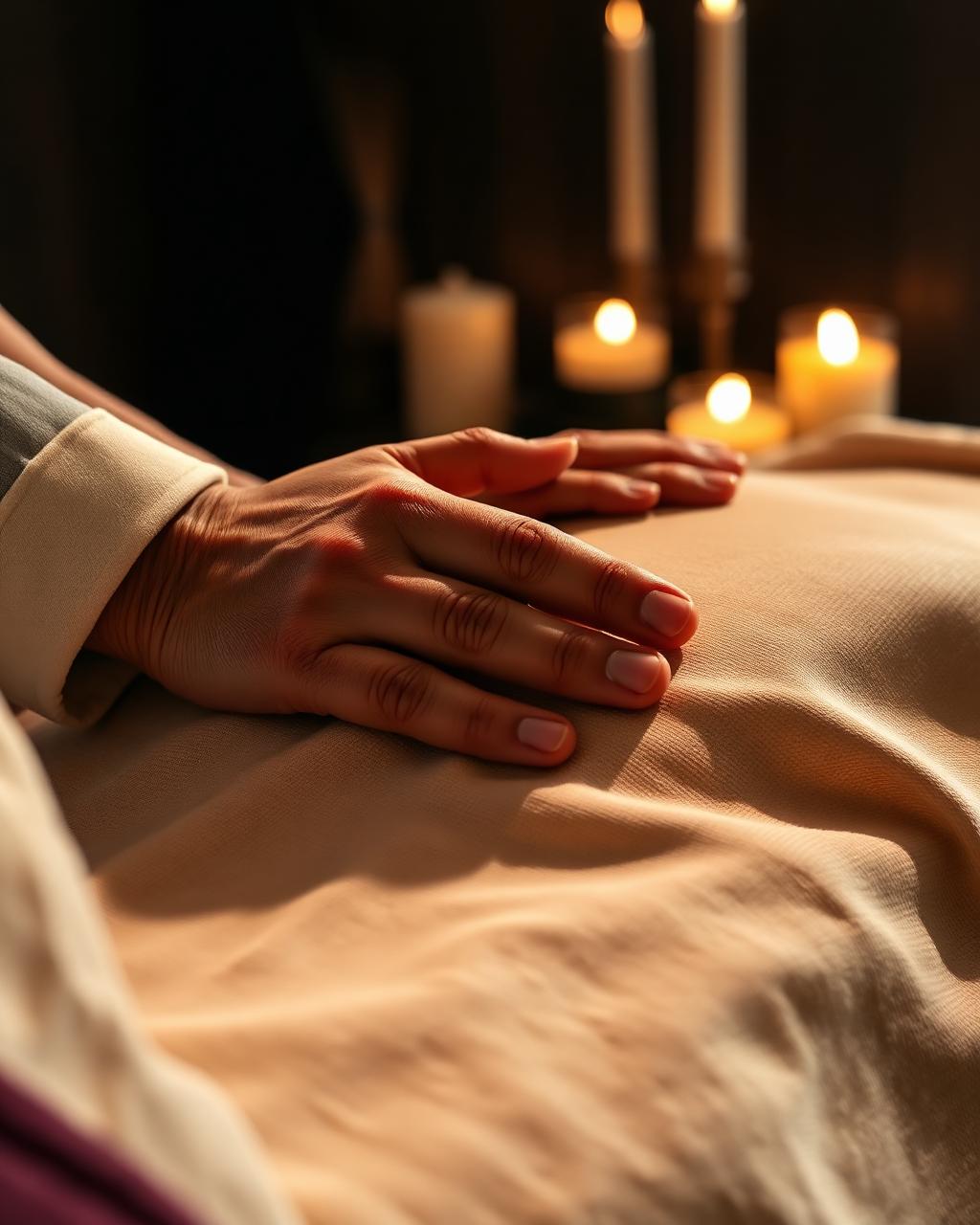 Masaż shiatsu na macie — ucisk kciukami wzdłuż pleców
